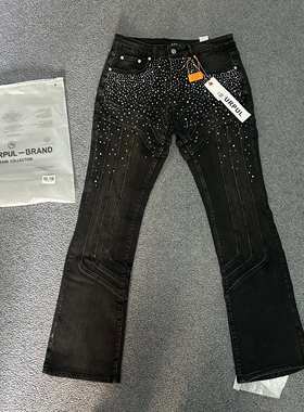 广州高版本牛仔裤黑色PU烫钻工艺潮男弹力高品质轻奢裤子微喇长裤