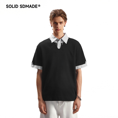 美式cleanfit假两件polo衫男女