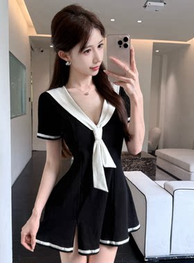 性感女装海军领短袖按摩技师服