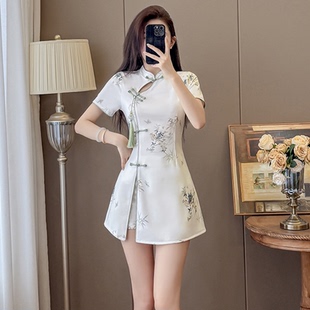 两件套工衣足浴技师工作服 旗袍采耳按摩SPA裙装 高端女装 国风短袖