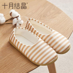 可外穿产妇一脚蹬套脚单鞋 包跟产后软底孕妇鞋 彩棉月子鞋 春秋薄款