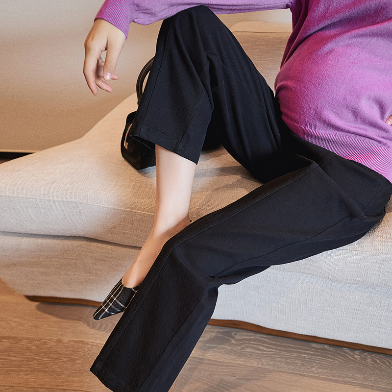 孕妇裤秋季外穿长裤牛仔裤春秋孕妇裤潮妈秋装黑色显瘦休闲裤
