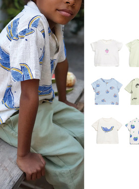 宝宝短袖男女童上衣夏季中小童时尚百搭t恤2025儿童透气印花童装