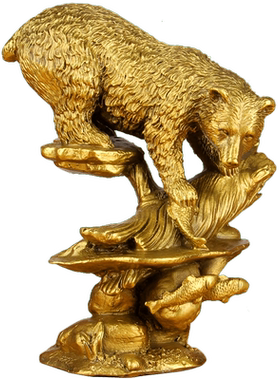 铜熊霸天下之捕鱼熊 铜熊摆件