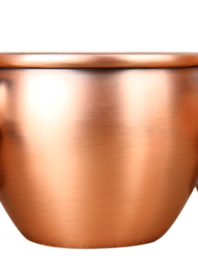 朴器彩绘红色铜缸摆件铜兽首