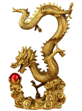 朴器 1.6尺铜飞龙在天摆件 铜飞龙戏珠摆件