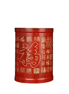 彩绘红百福铜笔筒摆件 铜笔筒摆件