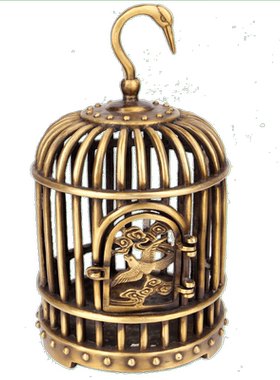 朴器 铜鸟笼摆件