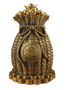 朴器 擦黑色高38厘米钱袋存钱罐摆件