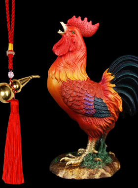 手工彩绘全铜金鸡报晓礼品摆件