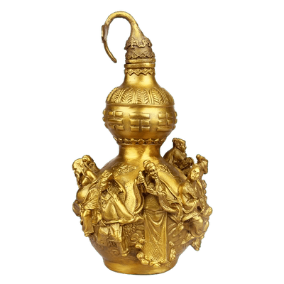 朴器开盖八仙过海工艺品铜葫芦