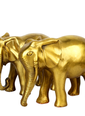 朴器摆件一对客厅工艺品铜象