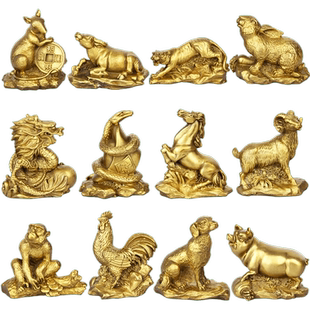 铜十二生肖摆件铜鼠牛虎属兔龙蛇马羊猴鸡狗猪摆件 铜生肖 摆件