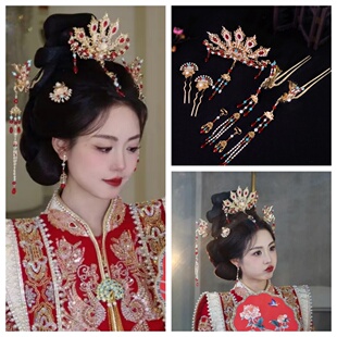 天使新娘凤凰发饰套装明制唐风流苏偏凤簪凤钗礼品步摇凤凰中式