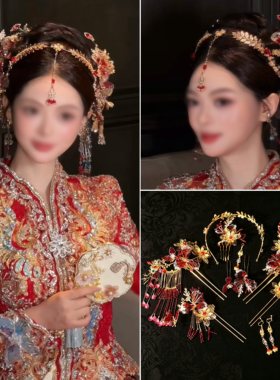 新娘网红同款美金红色奢华秀禾服