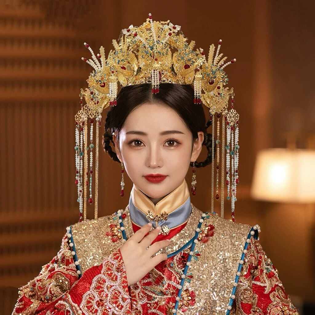 奢华明制新娘头饰汉服婚嫁发冠