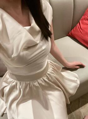 Sin boutique【Highline】【月光琉璃玉】醋酸上衣套装半裙两件套