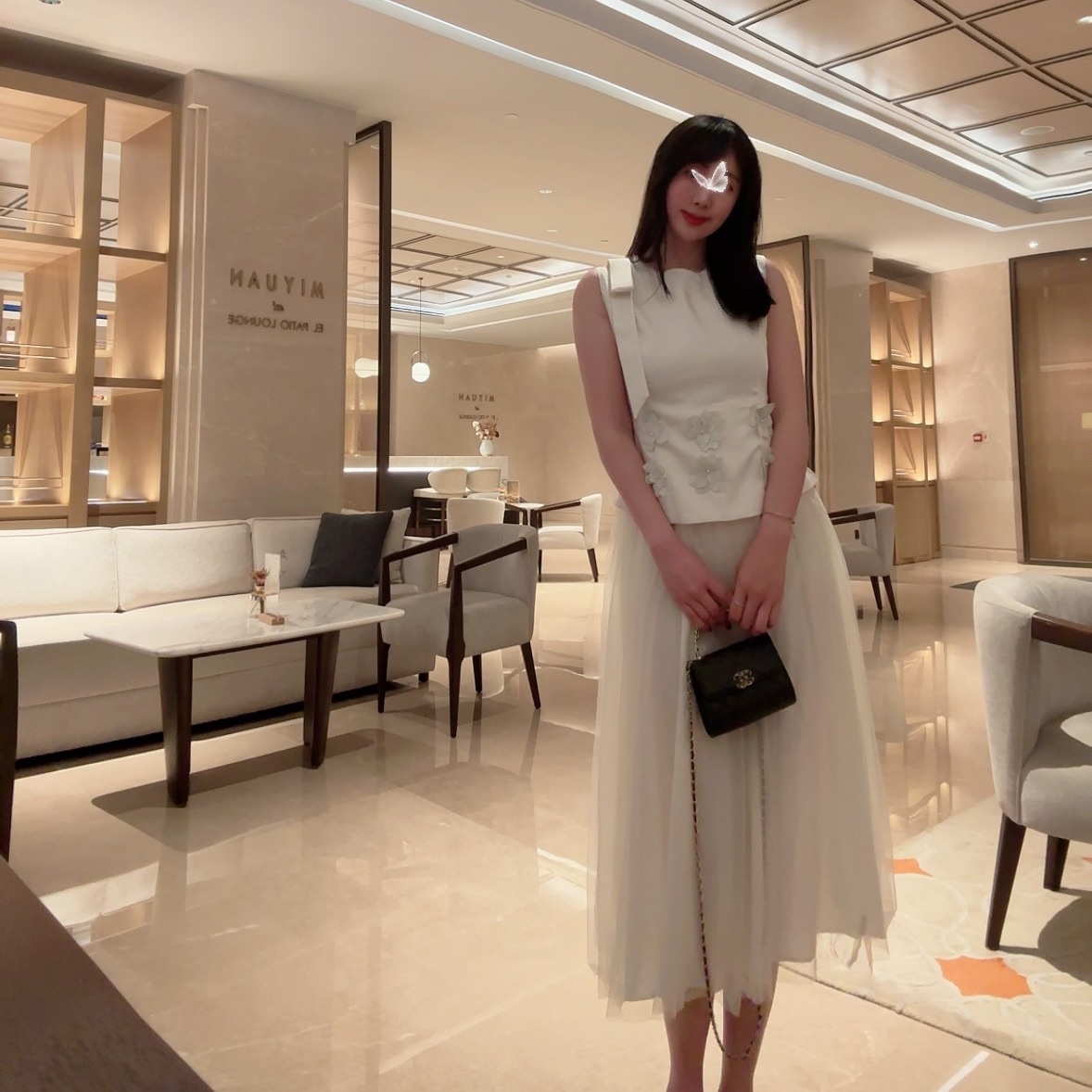 Sinboutique 富家千金立体花无袖连衣裙纱裙仙女长裙白色订婚礼服