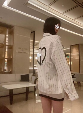 Sin boutique 印花衬衫女春夏宽松设计感小众学院风防晒长袖上衣