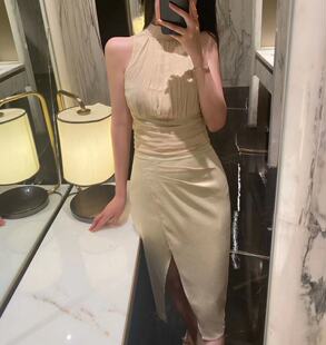 Sin boutique 雾色蔷薇层次感挂脖高龄背心无袖衬衫女夏气质上衣