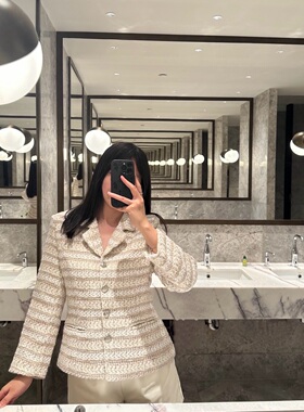 Sin boutique 定制织带边翻领气质收腰小香风外套女秋上衣新款