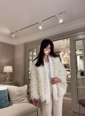 Sin boutique 人间富贵咖2021多色新款进口狐狸毛冬季皮草外套女