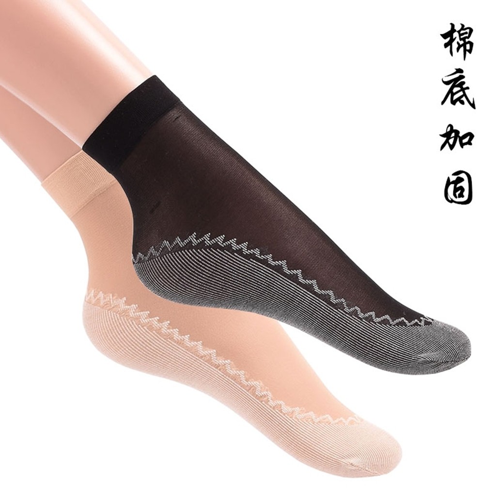 20双夏天棉底短丝袜女薄款短袜子女士防勾丝防滑天鹅绒中筒耐磨
