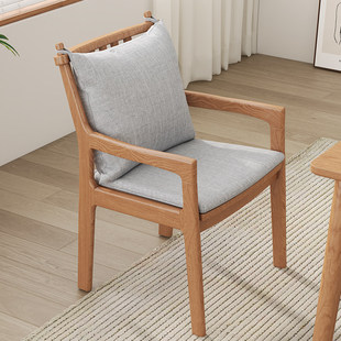 北欧实木白蜡木现代简约餐厅餐椅软包靠背扶手椅书桌椅子巴顿椅