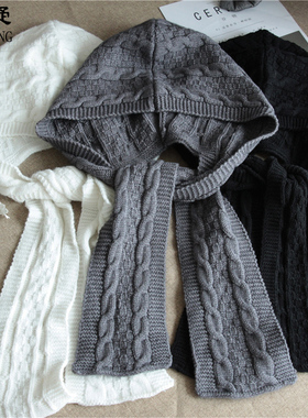 纯凝CN19038秋冬女式连帽装饰毛衣假领围脖披肩针织脖套围巾巾