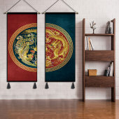 新中式 龙凤吉祥挂毯布艺卧室客厅背景墙壁画茶楼民宿挂画玄关挂布