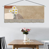 简约花卉植物挂毯布艺卧室客厅装 壁画 饰画床头沙发背景墙挂画横版
