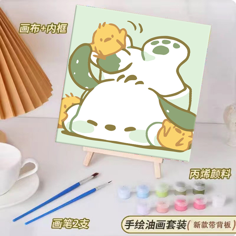 阿帕狗diy数字油画涂鸦油彩画