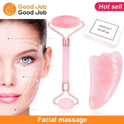Jade Roller Facial Face Jade Massage Roller Rose Quartz跨境