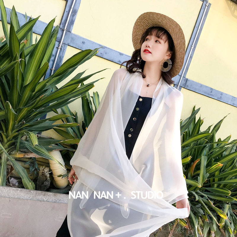 纯色轻薄防晒仙气多功能沙滩巾