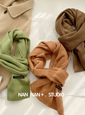 网红同款针织围脖女冬you can't buy this字母标百搭纯色毛线围巾