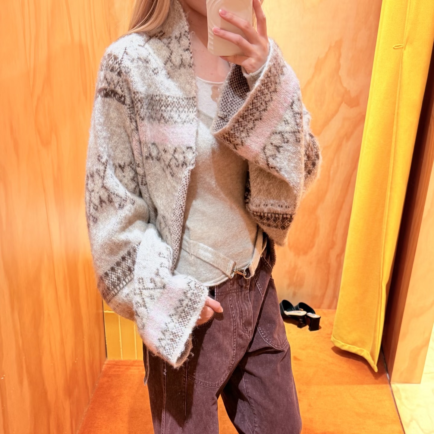 现货MEDIUM落肩针织披肩毛衣外套