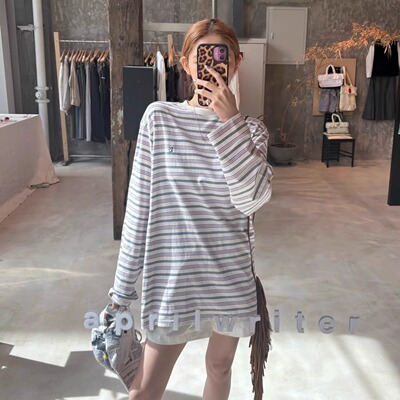 现货lowclassic条纹长袖T恤休闲