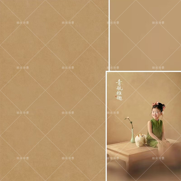 新中式儿童汉服写真背景黄色肌理纹理油画背景服装产品商拍背景布
