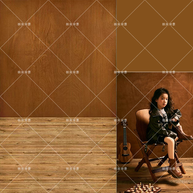 复古木纹儿童摄影背景布美式女童写真木板墙地板影楼拍照背景纸