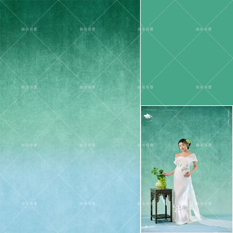 绿色旗袍国风纹理写真拍照背景布婚纱影楼直播商拍摄影道具背景纸