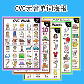 启蒙入门CVC单词卡片儿童英语自然拼读海报词根闪卡英文教师学具