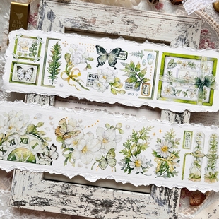切模百搭绿野小诗轻复古花花百仓家手帐和纸胶带PET贴纸咕卡网红