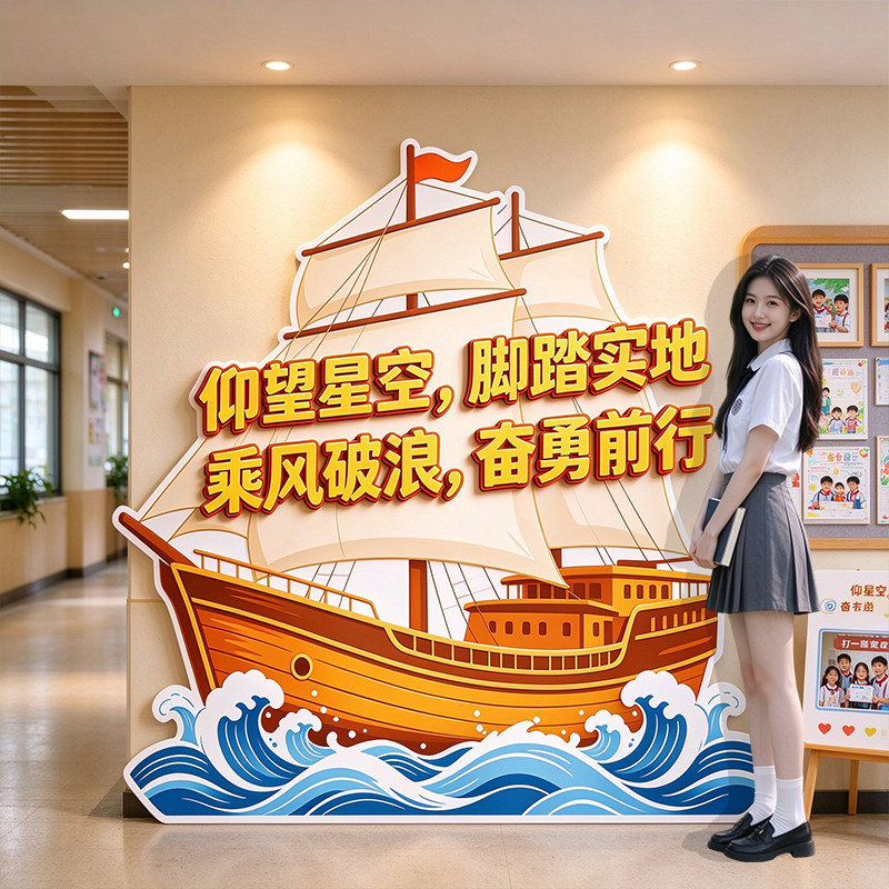 毕业季拍照打卡帆船KT板背景墙
