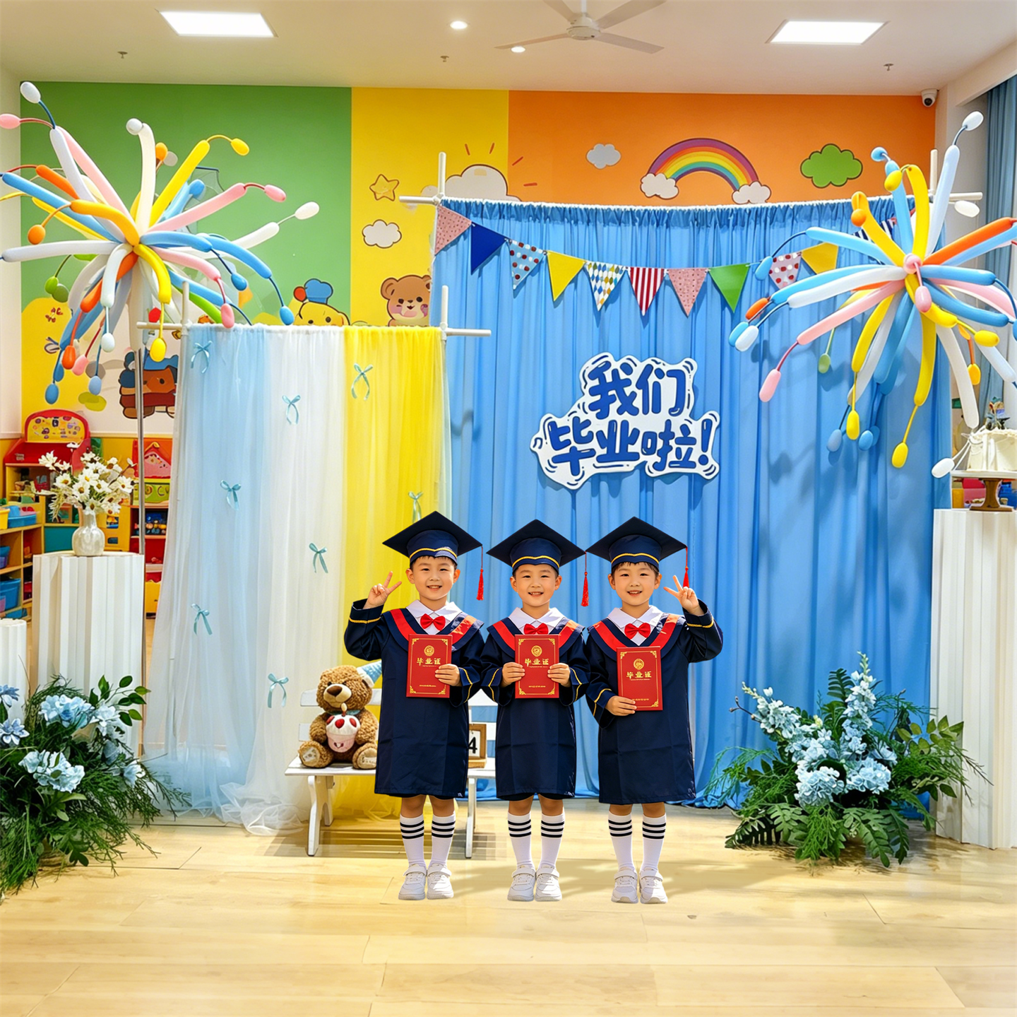 幼儿园毕业典礼拍照背景布