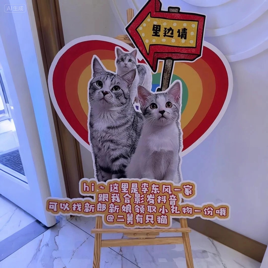 网红同款猫咪狗狗迎宾牌婚礼猫咪宠物迎宾牌定制手举牌kt板定制款