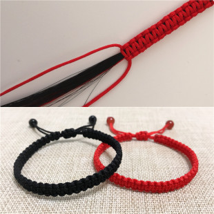 可编头发银字母转运珠自编本命年红手绳材料编织包青丝送男友情侣