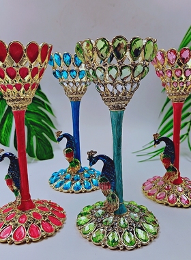 新款锌合金孔雀水晶球底座