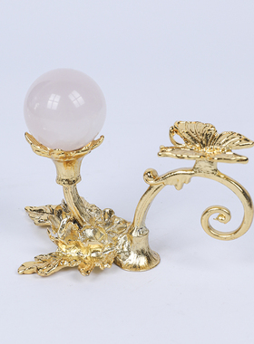 镀金梅花摆件水晶球底座家居装饰品金属工艺品花托原石支架展示台