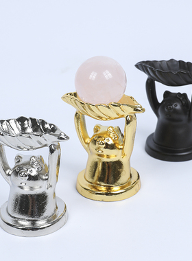 新款合金可爱小猪水晶球底座蛋形底托家居摆件手办装饰
