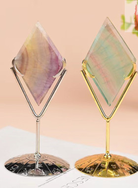 新款金属菱形支架水晶原石底座矿标架子展示收纳时尚家居饰品摆件